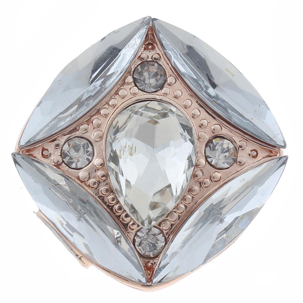 20mm Snap Button plated sliver with rhinestone