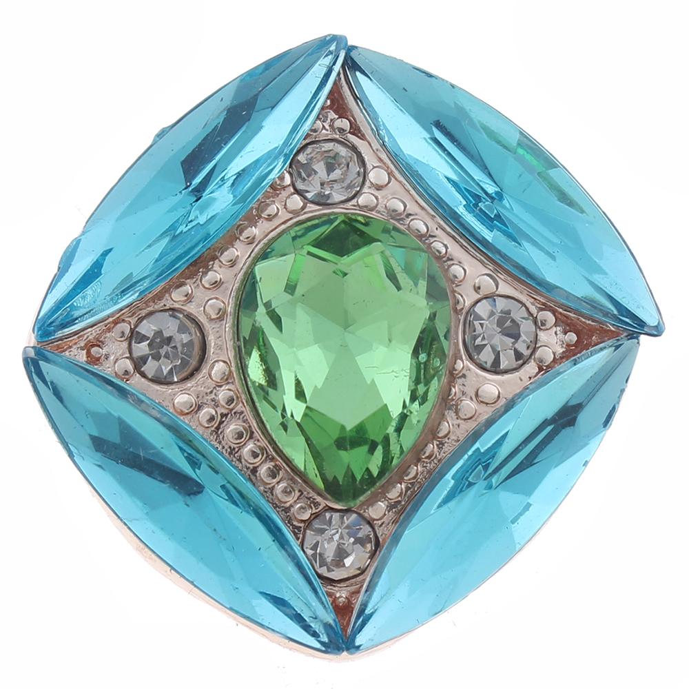 20mm Snap Button plated sliver with rhinestone