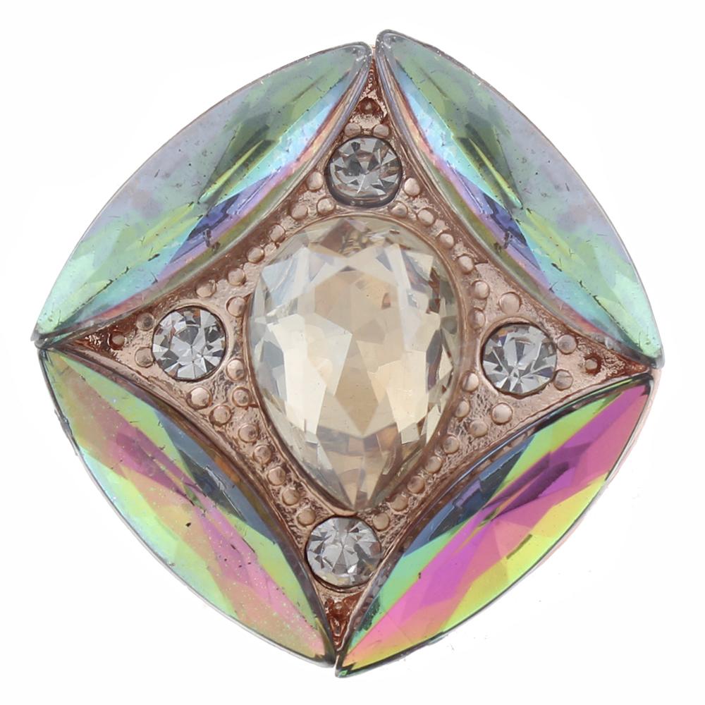 20mm Snap Button plated sliver with rhinestone