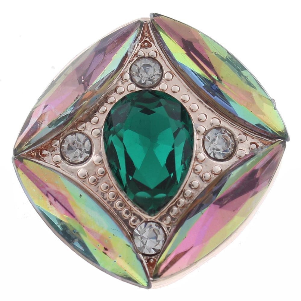 20mm Snap Button plated sliver with rhinestone