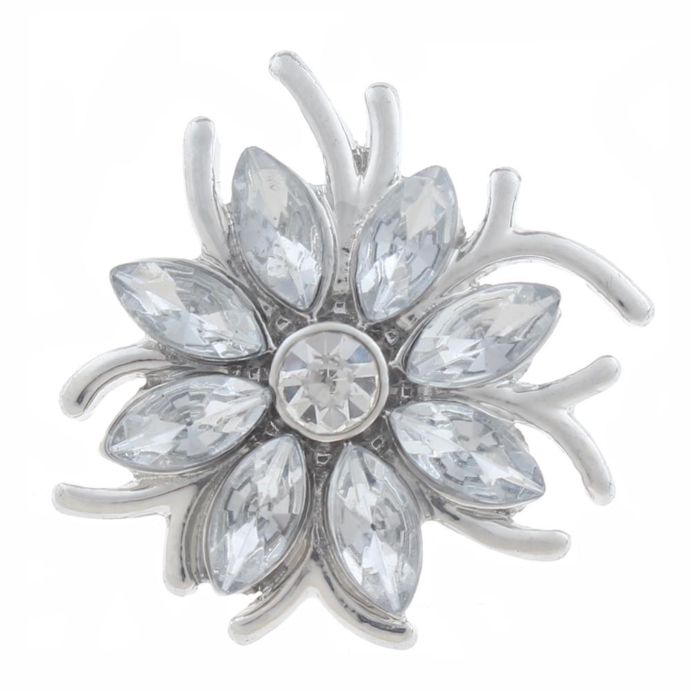 20mm Snap Button plated sliver with rhinestone
