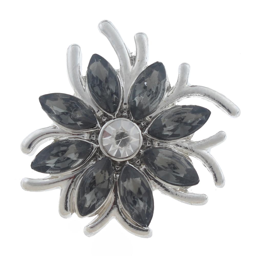 20mm Snap Button plated sliver with rhinestone