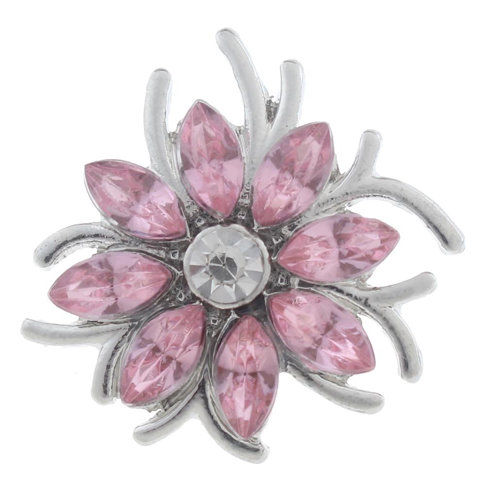 20mm Snap Button plated sliver with rhinestone