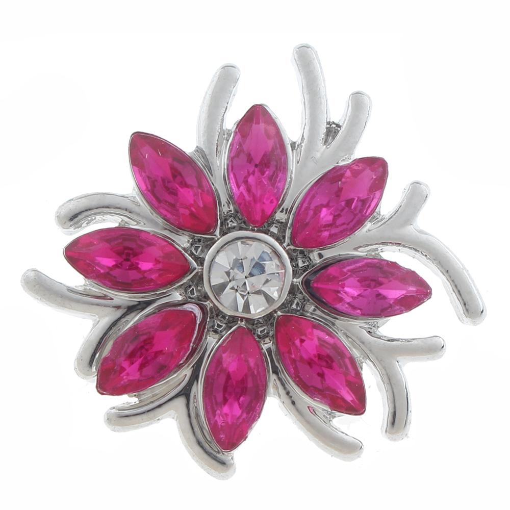 20mm Snap Button plated sliver with rhinestone