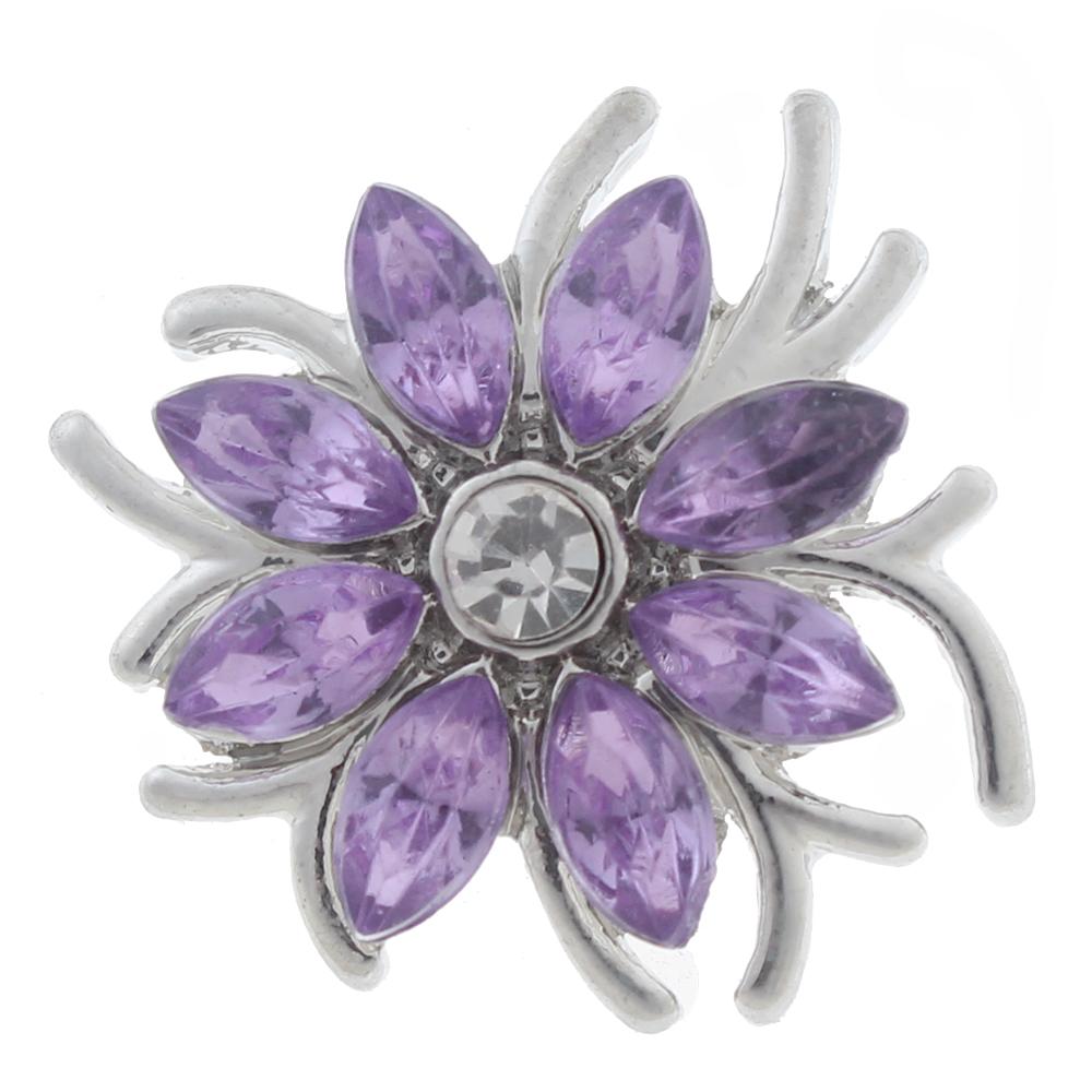 20mm Snap Button plated sliver with rhinestone