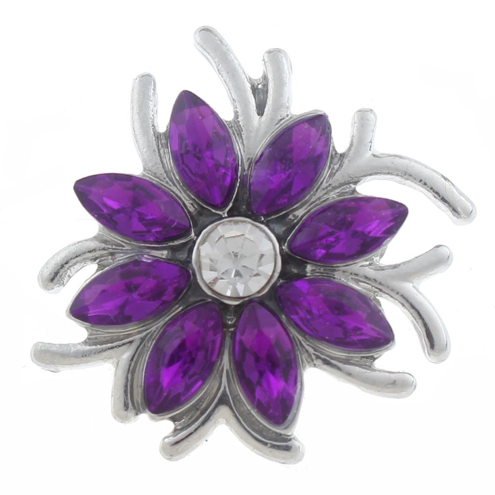 20mm Snap Button plated sliver with rhinestone