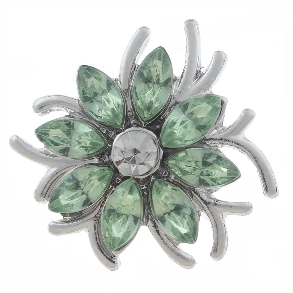 20mm Snap Button plated sliver with rhinestone