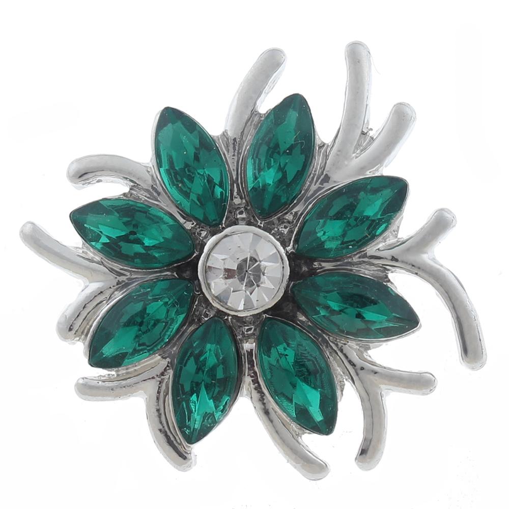 20mm Snap Button plated sliver with rhinestone