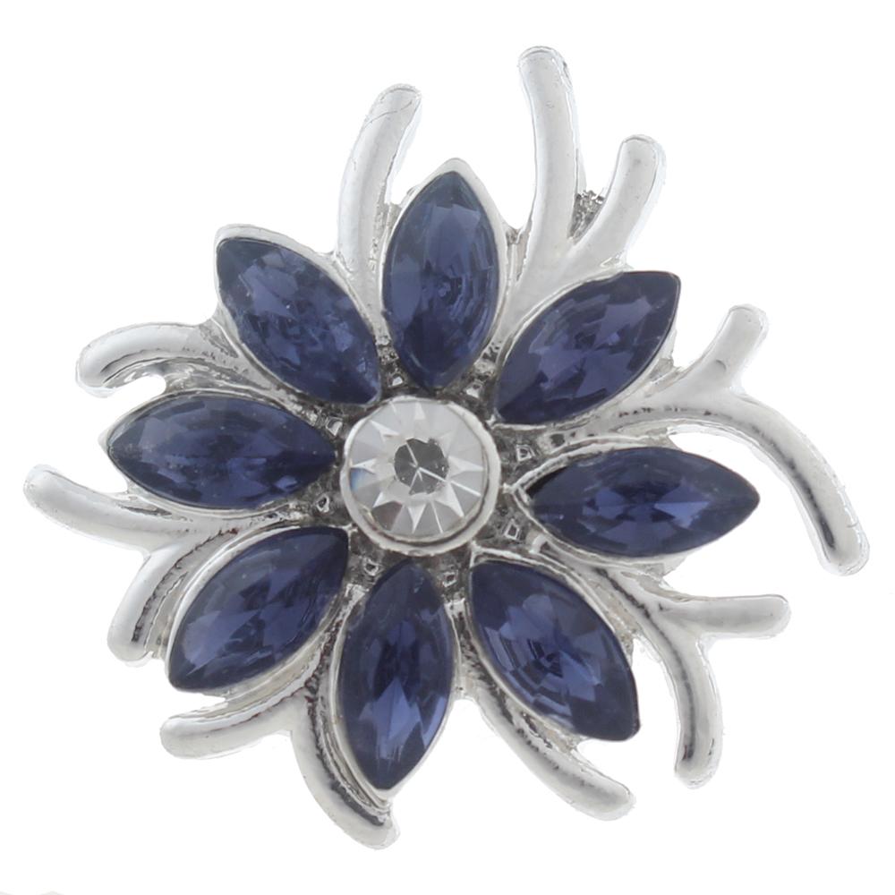 20mm Snap Button plated sliver with rhinestone