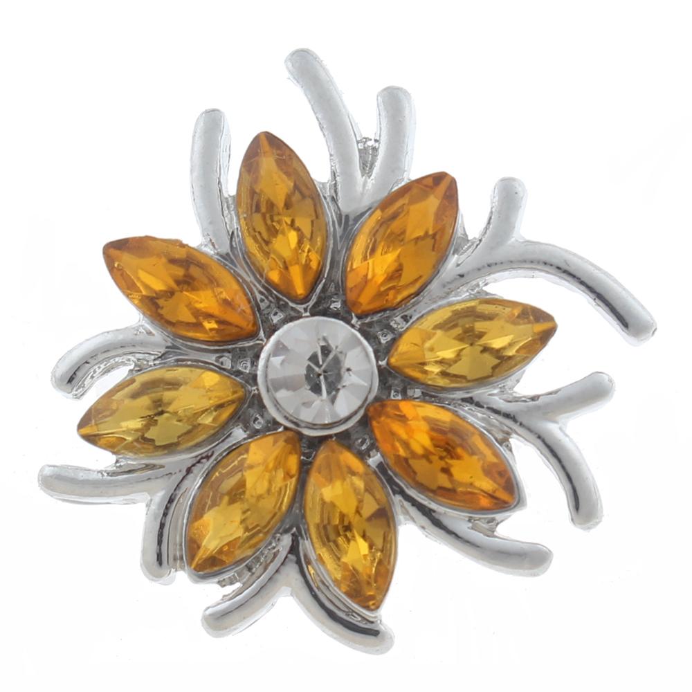 20mm Snap Button plated sliver with rhinestone