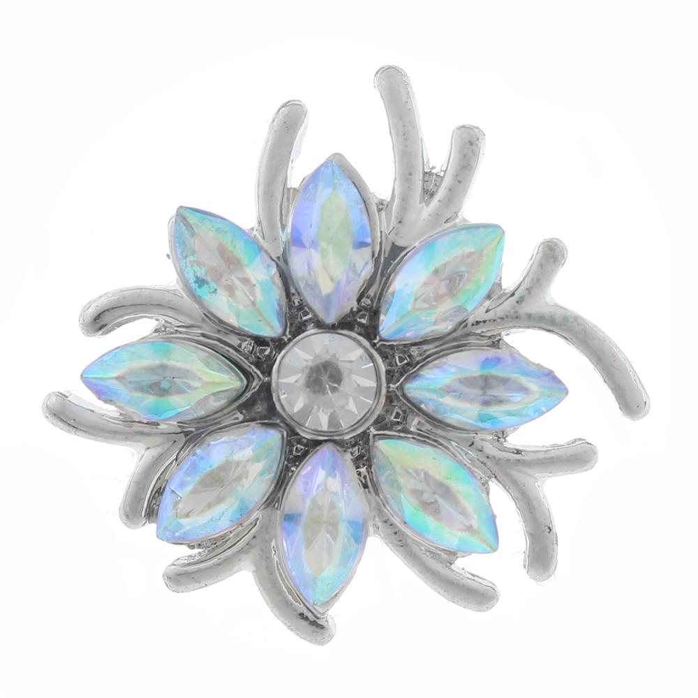 20mm Snap Button plated sliver with rhinestone