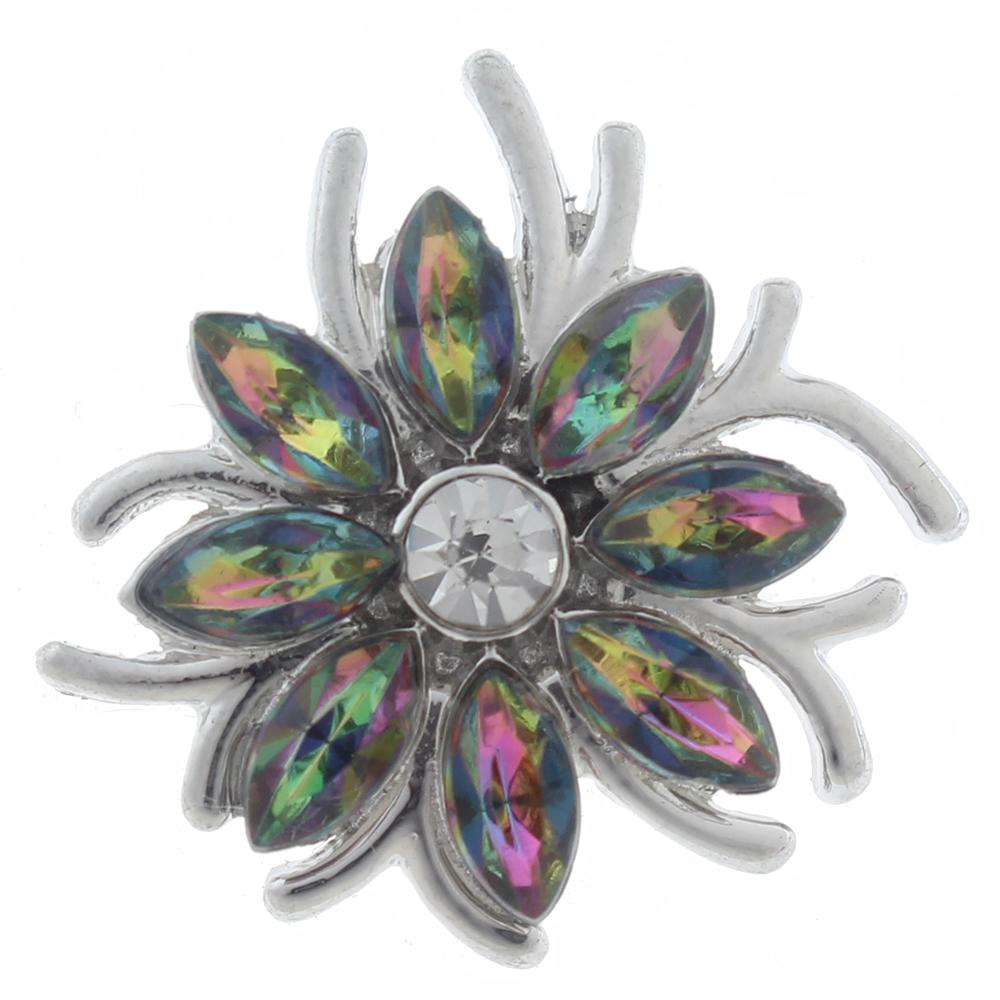 20mm Snap Button plated sliver with rhinestone