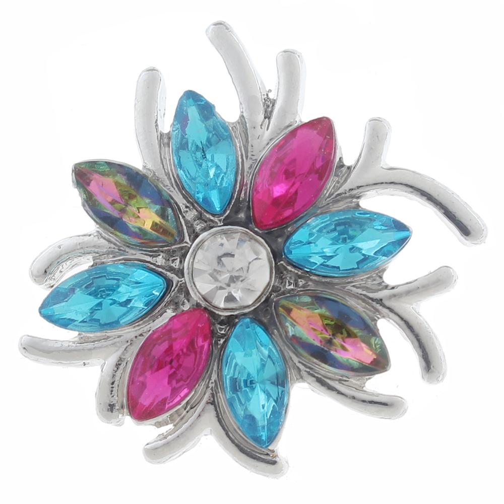 20mm Snap Button plated sliver with rhinestone