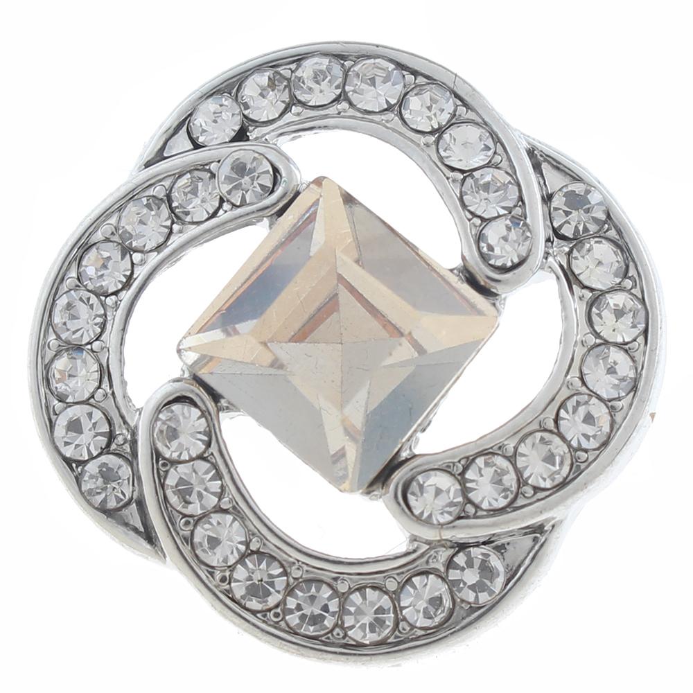 20mm Snap Button plated sliver with rhinestone