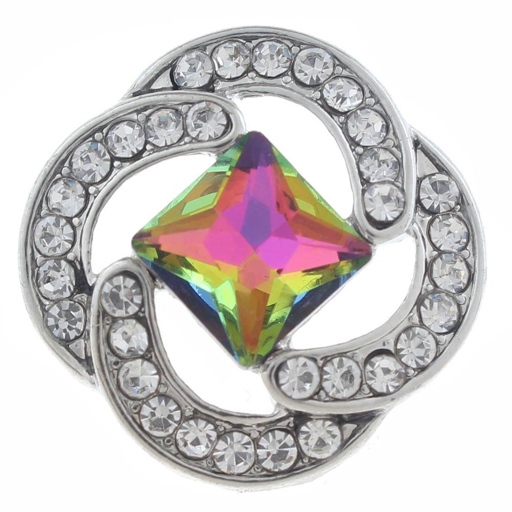 20mm Snap Button plated sliver with rhinestone