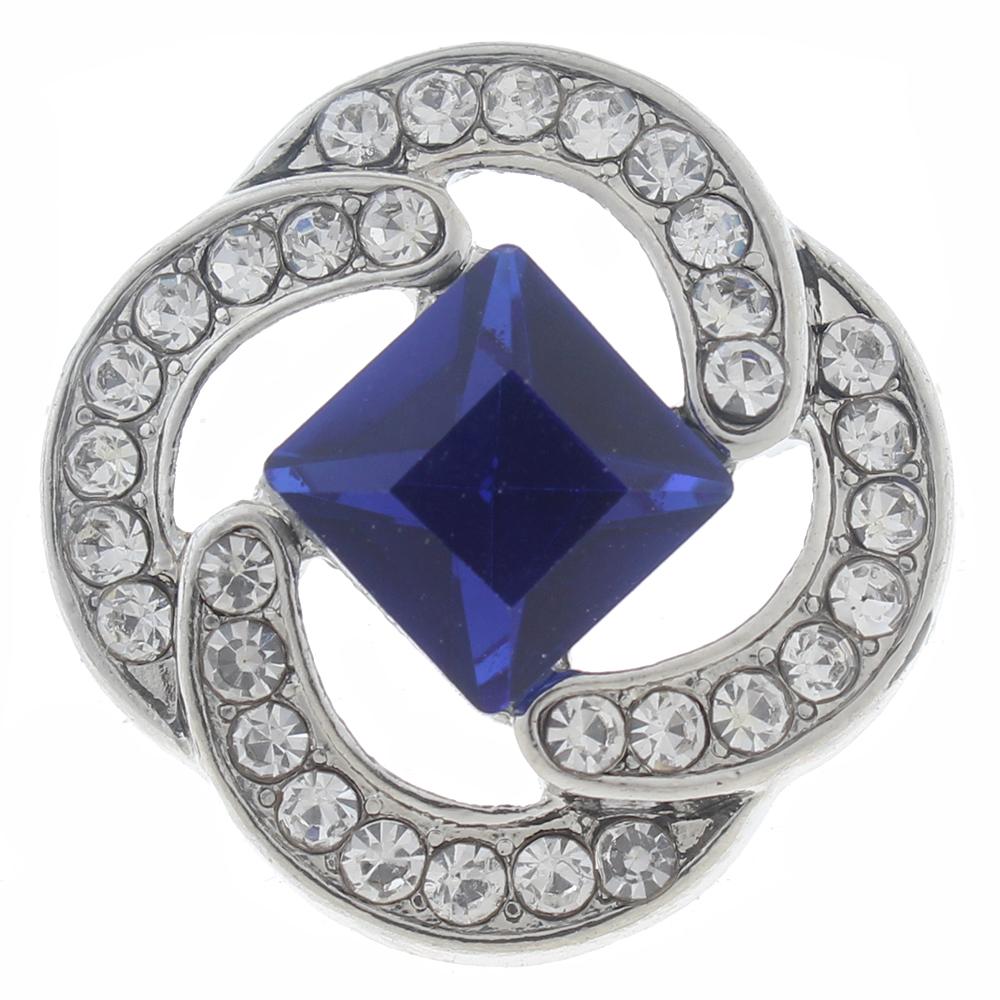20mm Snap Button plated sliver with rhinestone