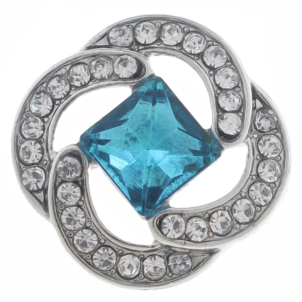 20mm Snap Button plated sliver with rhinestone