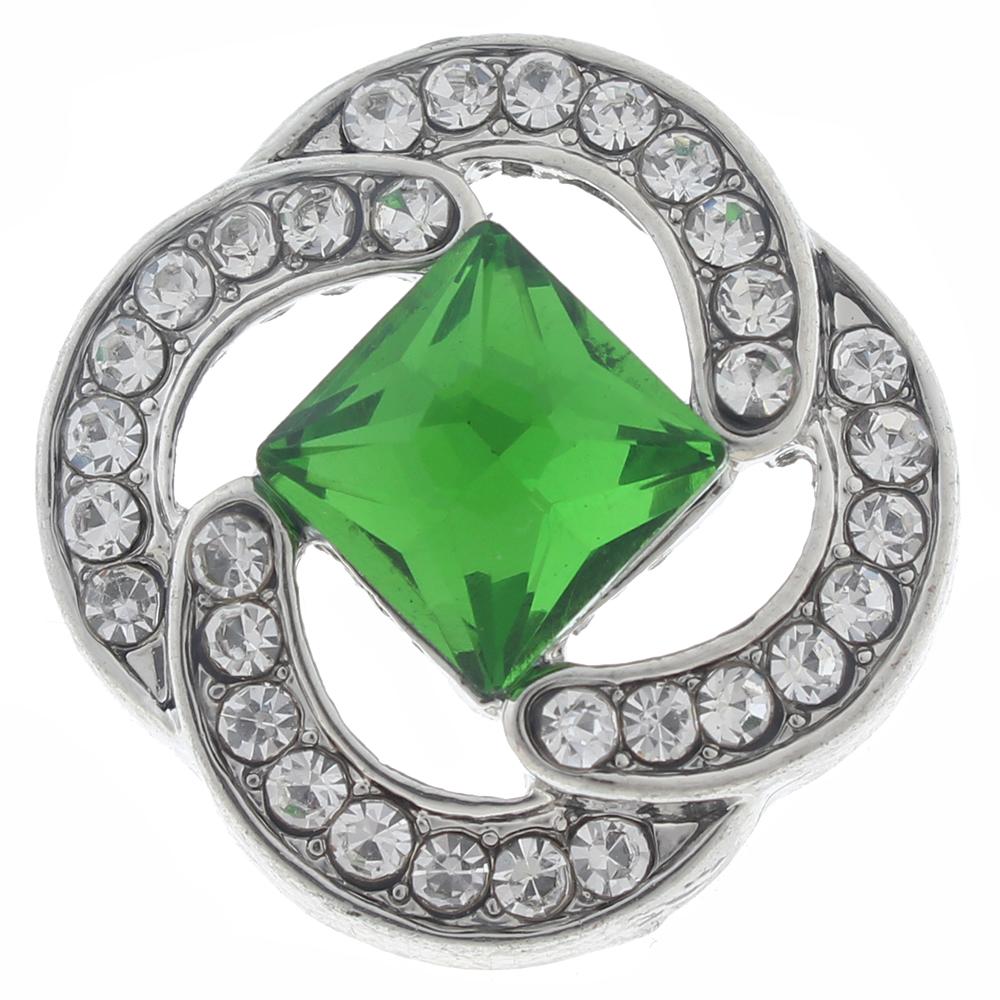 20mm Snap Button plated sliver with rhinestone