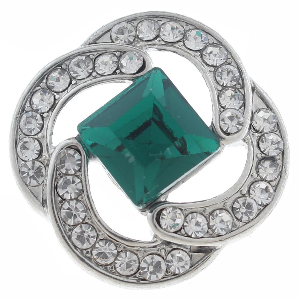 20mm Snap Button plated sliver with rhinestone