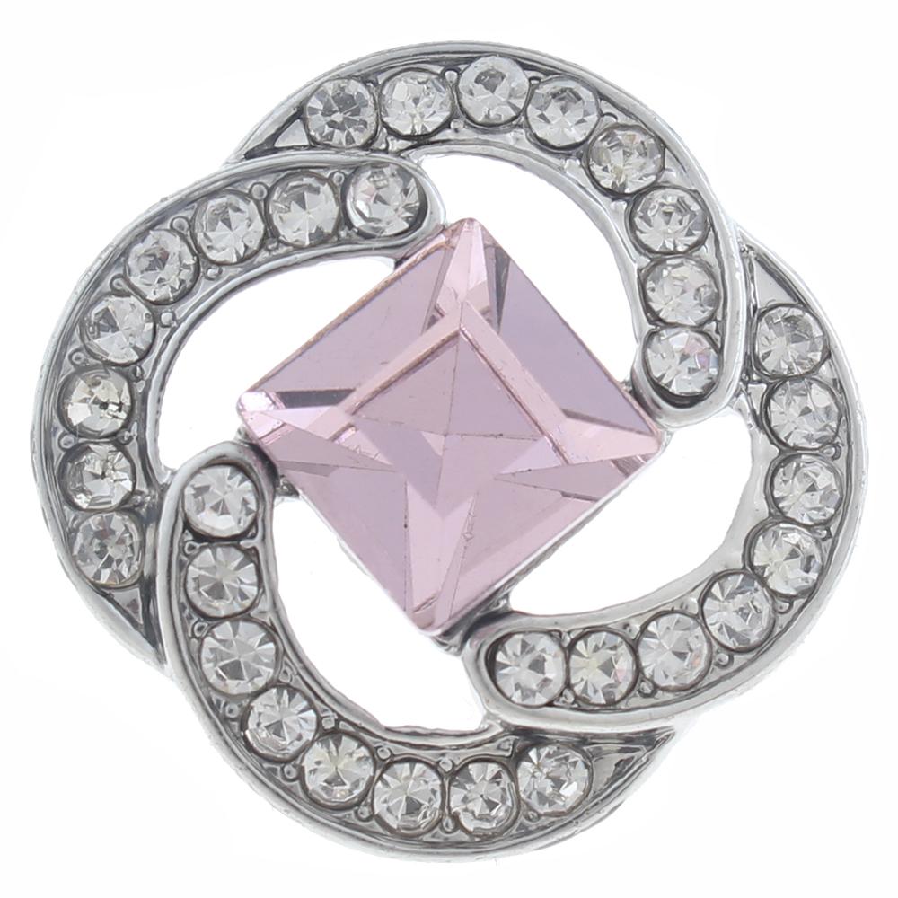 20mm Snap Button plated sliver with rhinestone