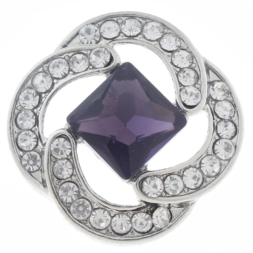20mm Snap Button plated sliver with rhinestone