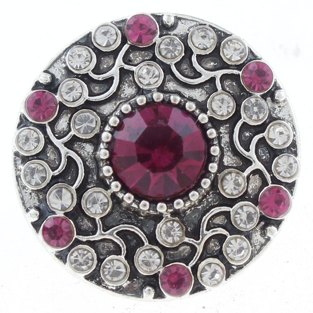 20mm Snap Button plated sliver with rhinestone