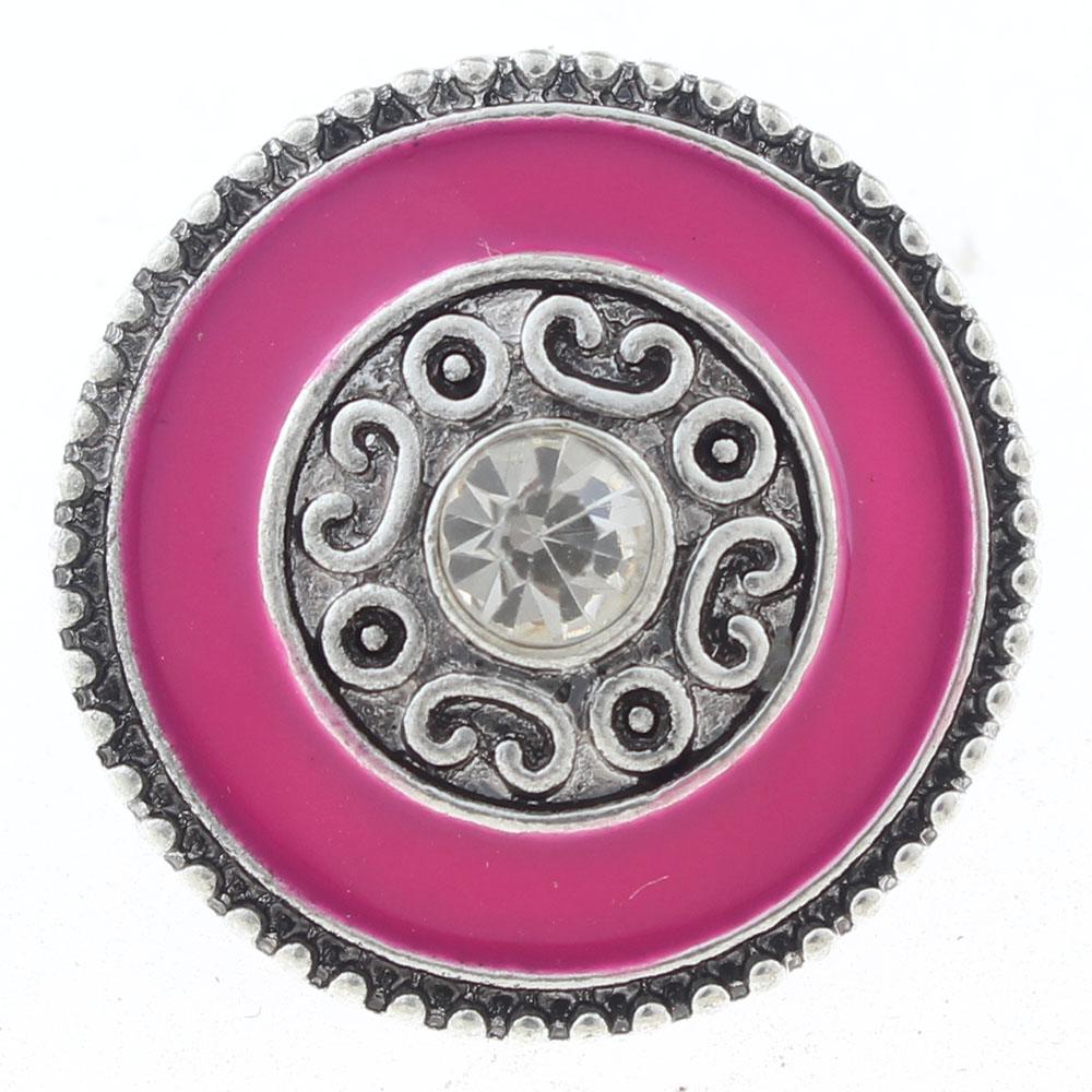 20mm Snap Button plated sliver with rhinestone