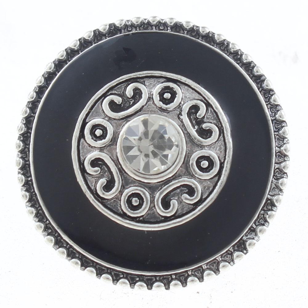 20mm Snap Button plated sliver with rhinestone