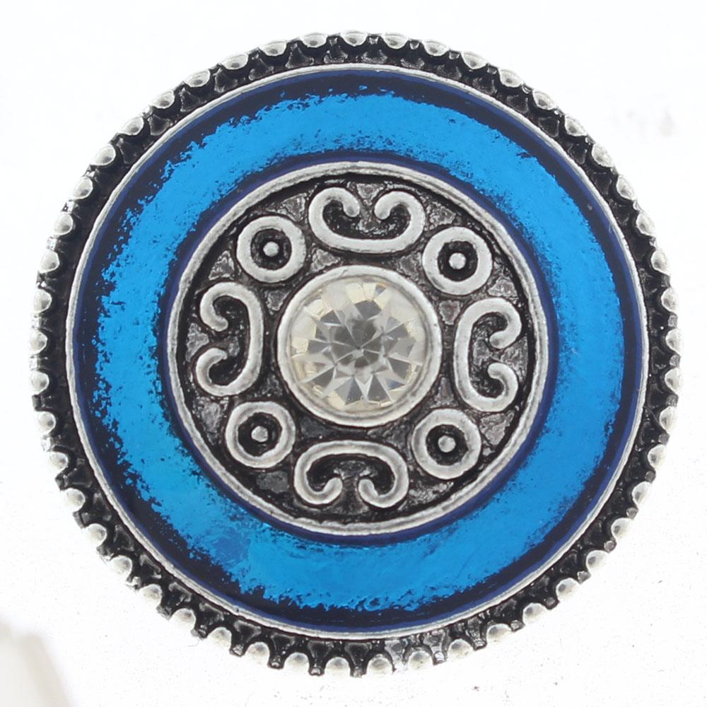20mm Snap Button plated sliver with rhinestone