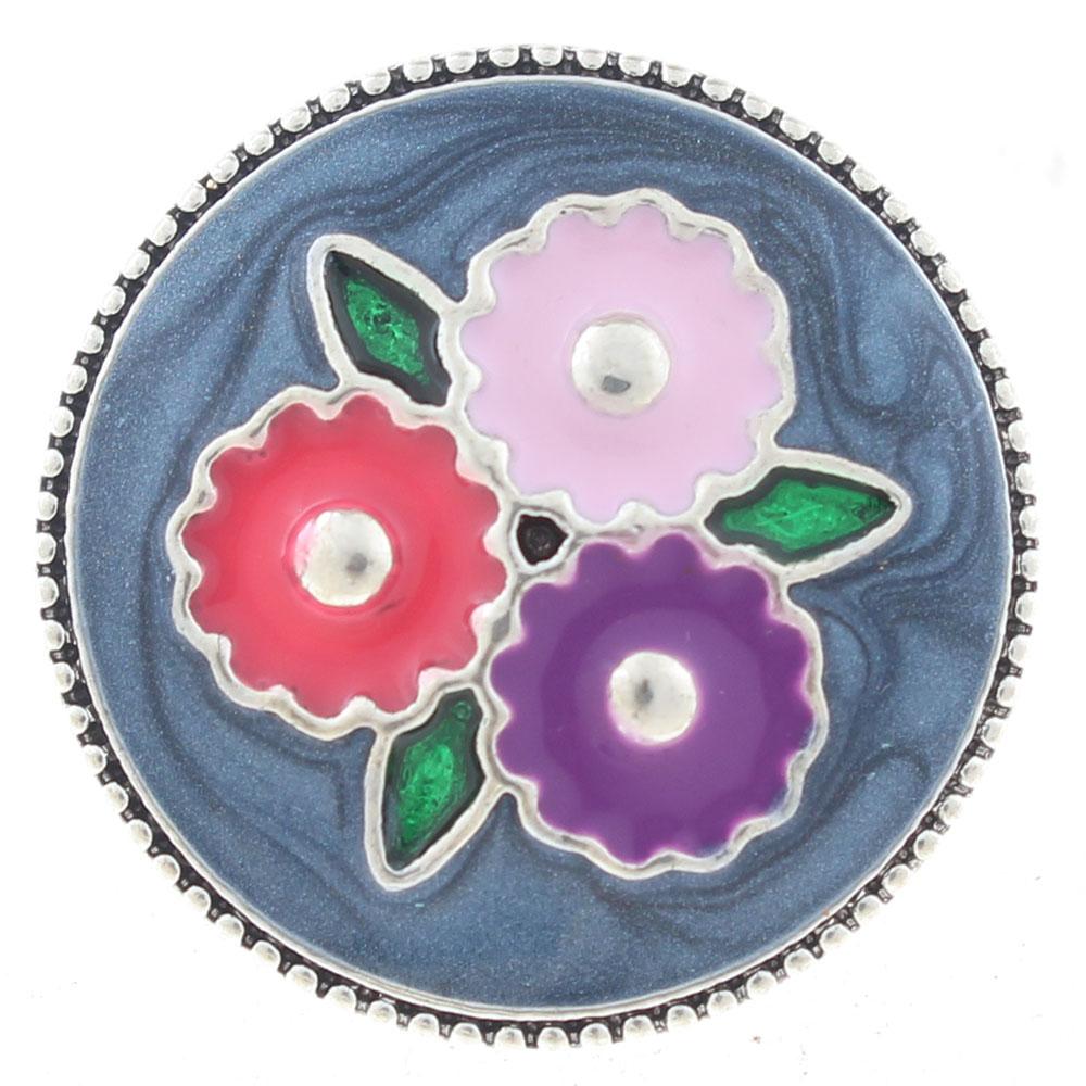 20mm Snap Button plated sliver with rhinestone