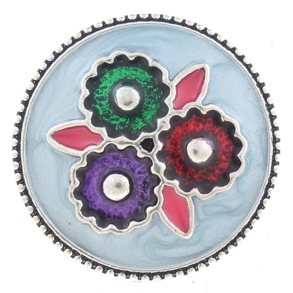 20mm Snap Button plated sliver with rhinestone