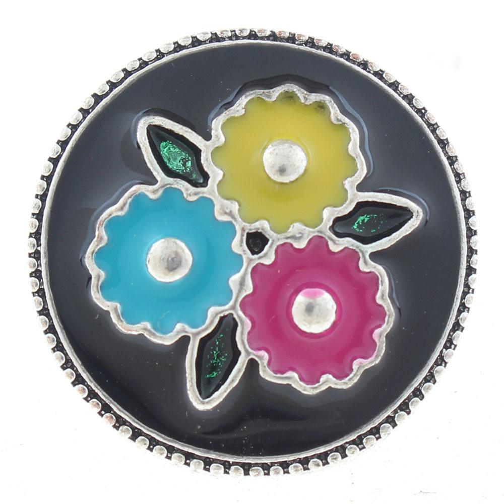 20mm Snap Button plated sliver with rhinestone