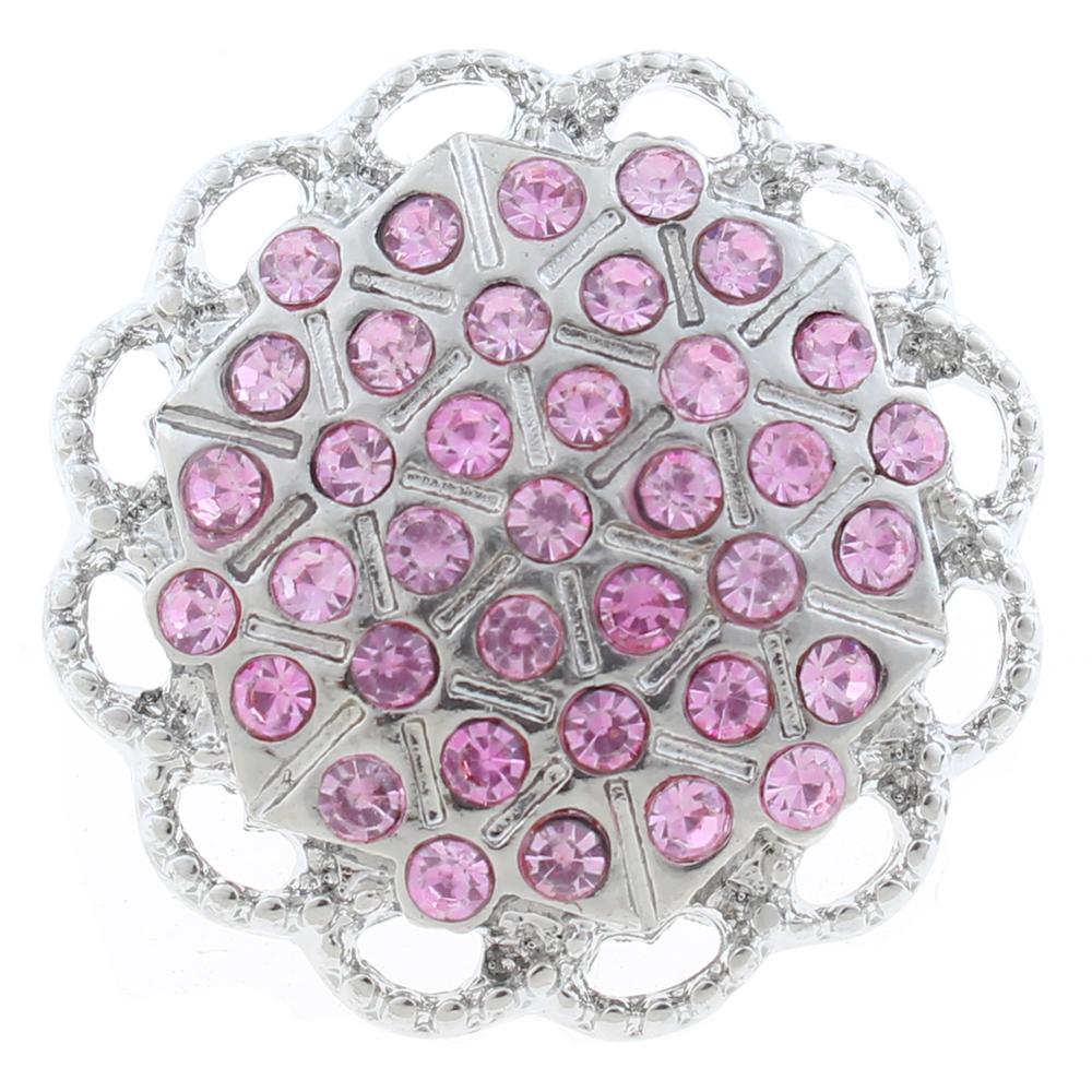 20mm Snap Button plated sliver with rhinestone