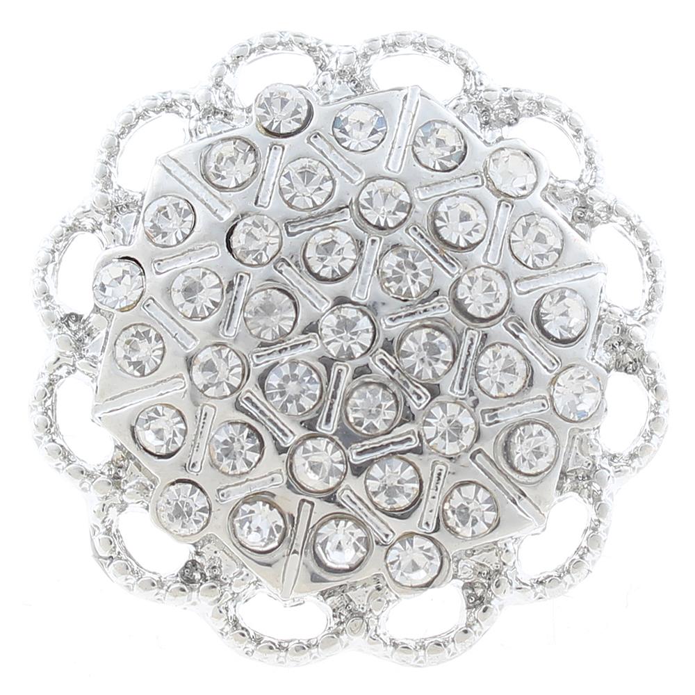 20mm Snap Button plated sliver with rhinestone