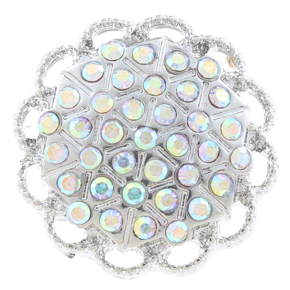 20mm Snap Button plated sliver with rhinestone