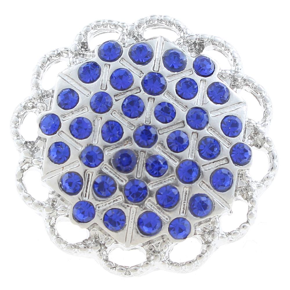 20mm Snap Button plated sliver with rhinestone