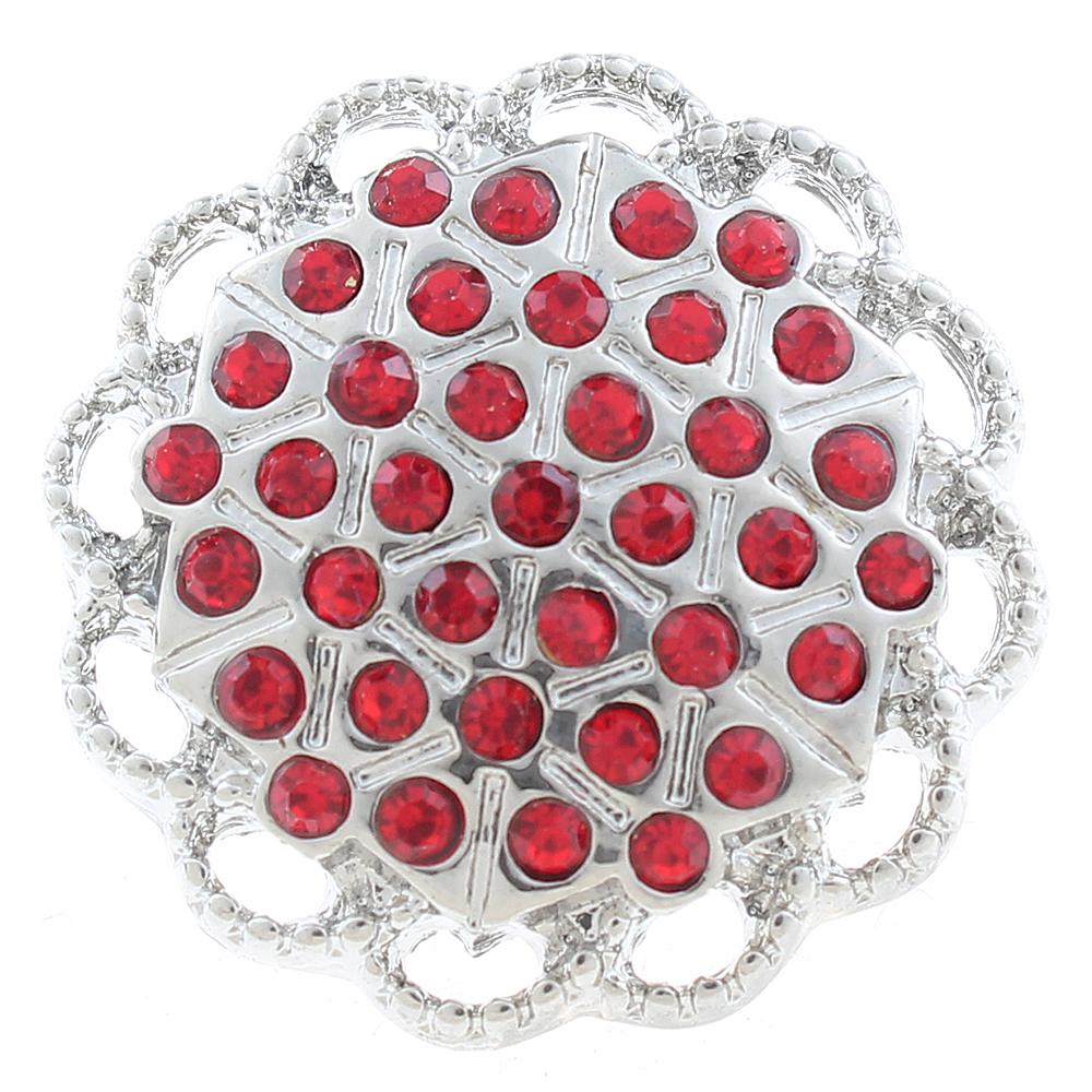 20mm Snap Button plated sliver with rhinestone