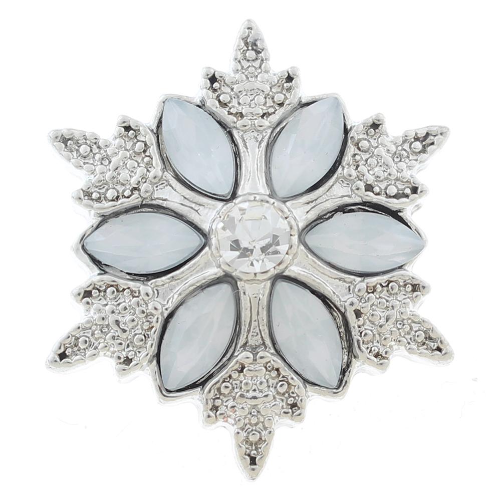 20mm snowflake snap Button plated sliver with rhinestone