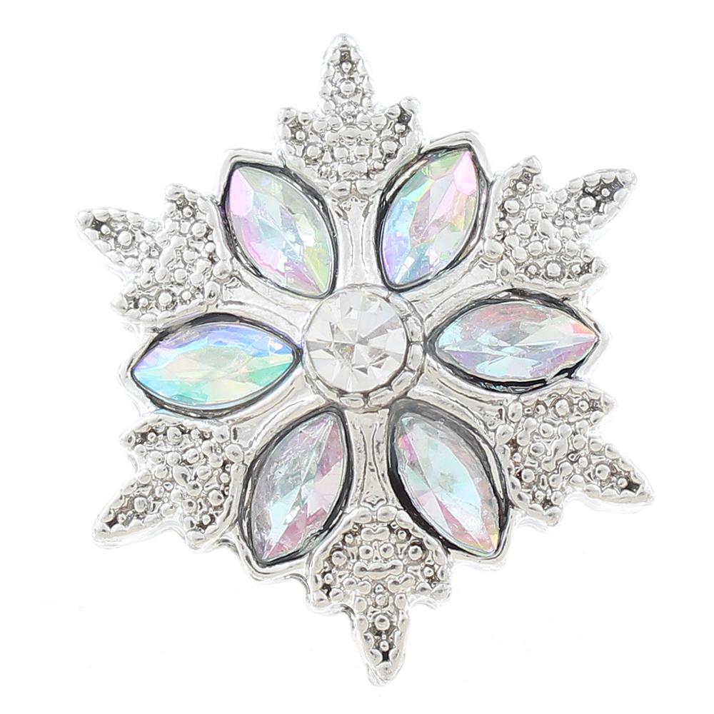 20mm snowflake snap Button plated sliver with rhinestone