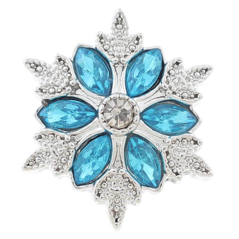 20mm snowflake snap Button plated sliver with rhinestone