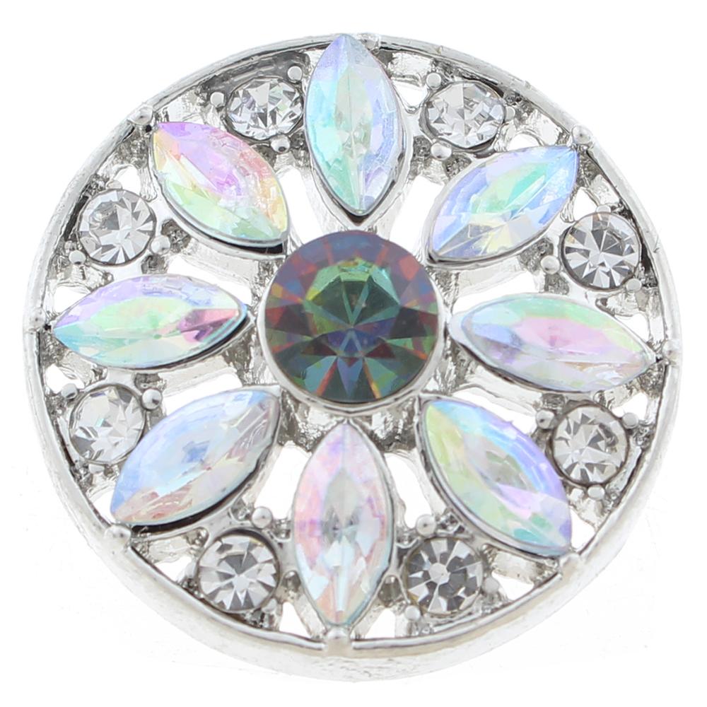 20mm snap Button plated sliver with rhinestone