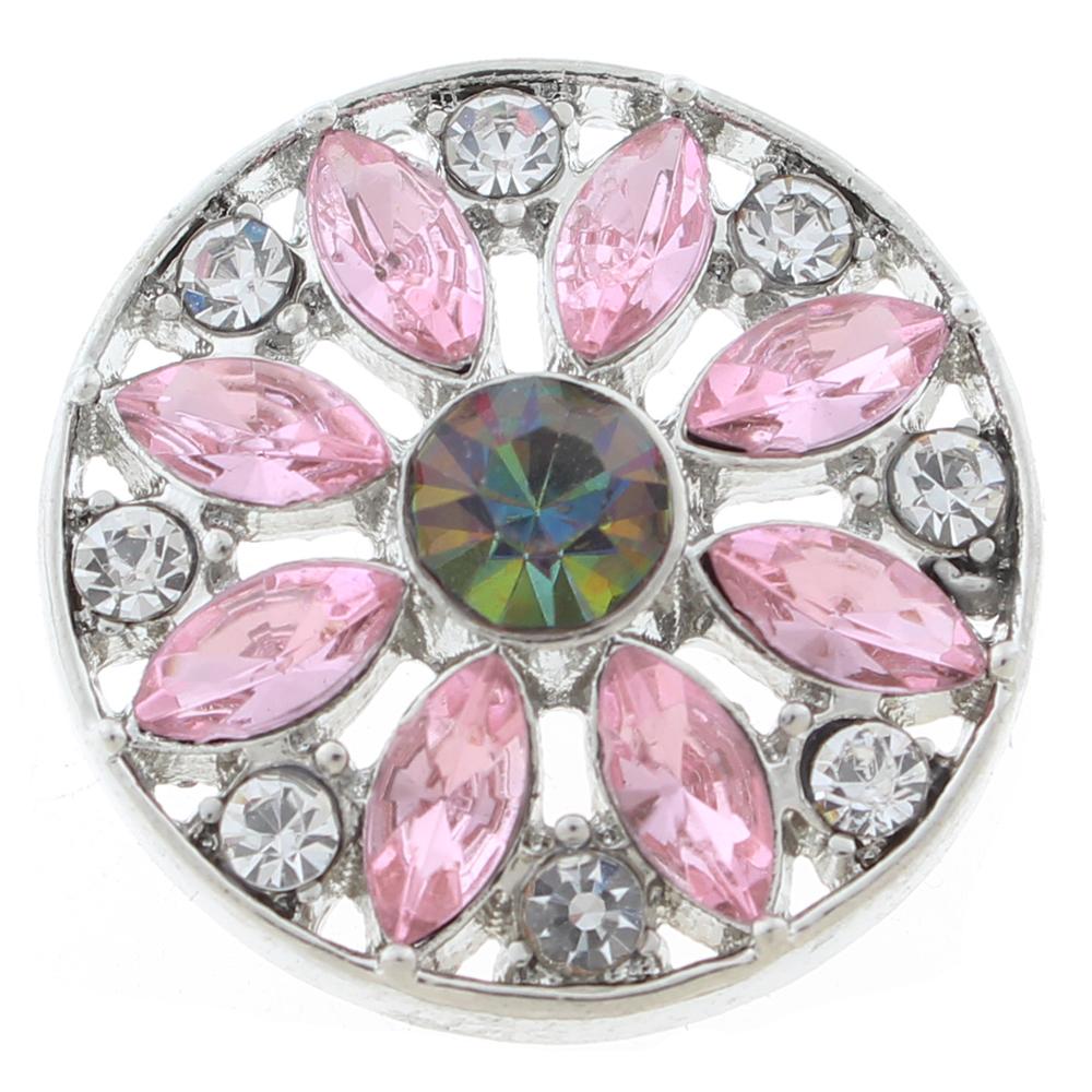 20mm snap Button plated sliver with rhinestone