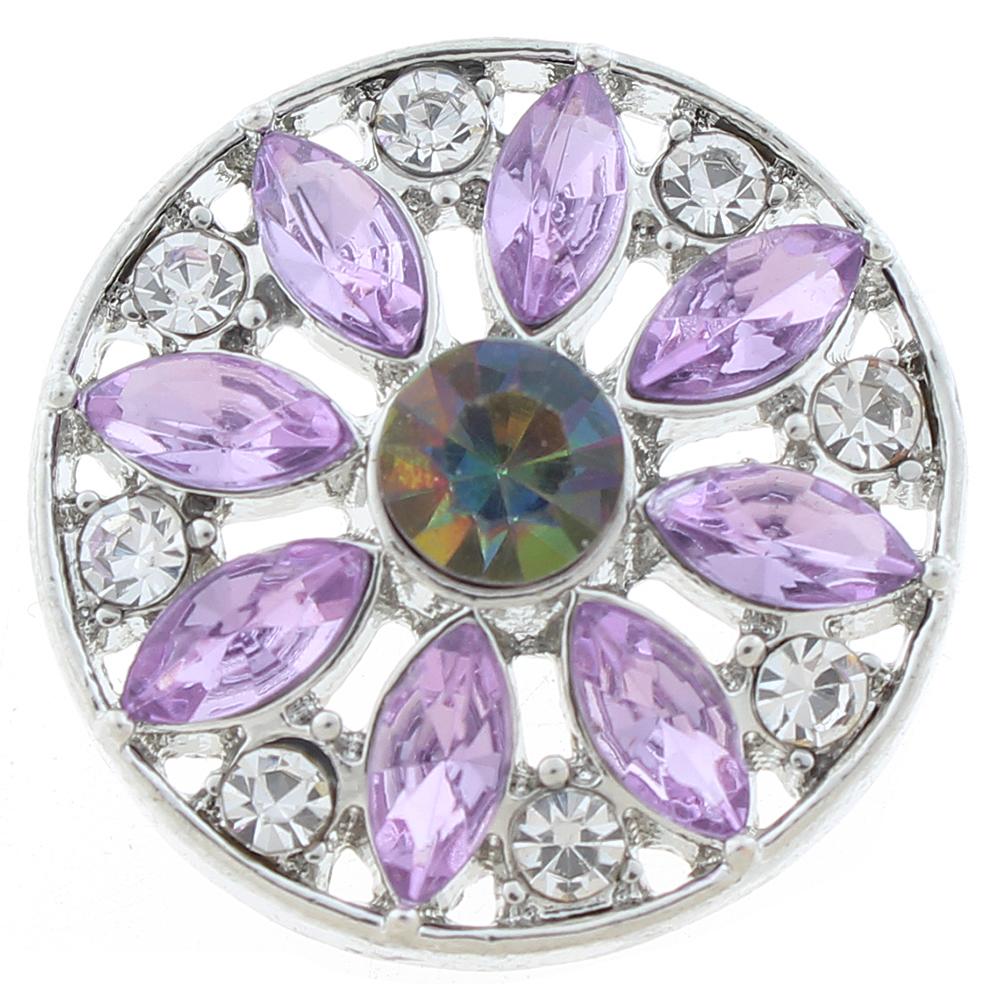 20mm snap Button plated sliver with rhinestone