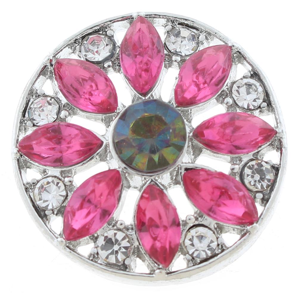 20mm snap Button plated sliver with rhinestone