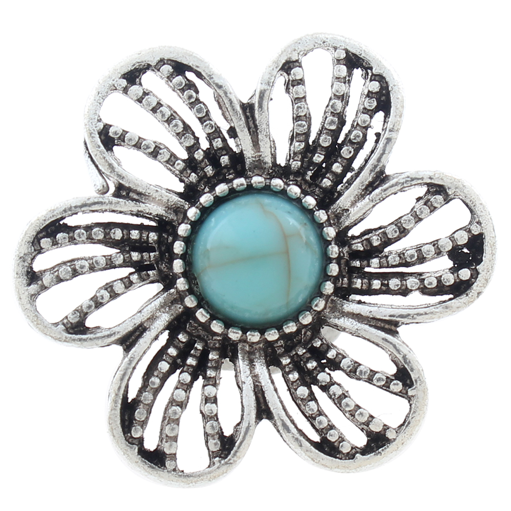 20mm snap Button plated sliver with turquoise