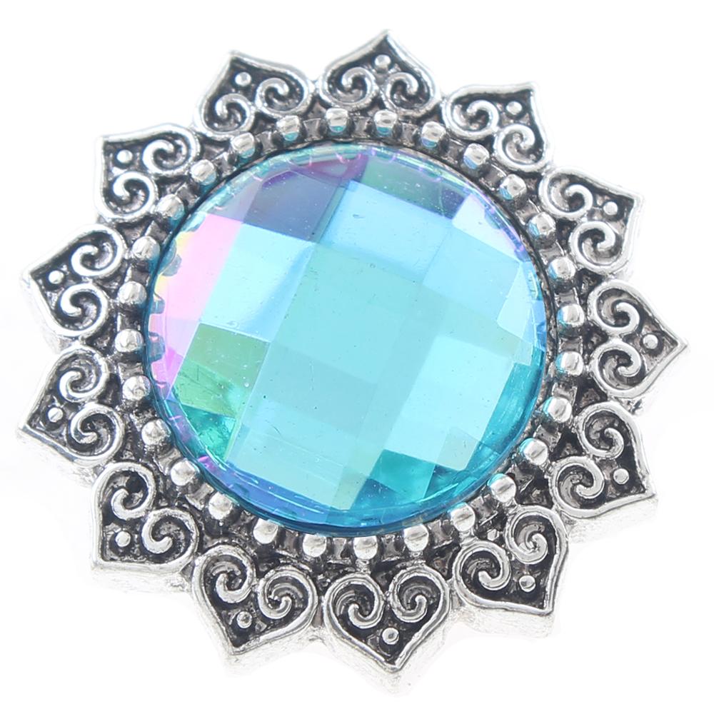 20mm snap Button plated sliver with rhinestone