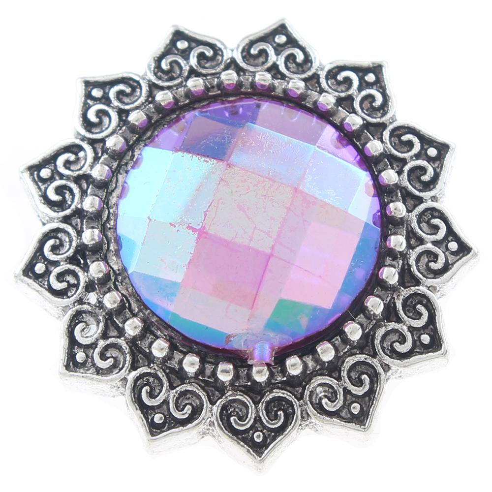 20mm snap Button plated sliver with rhinestone