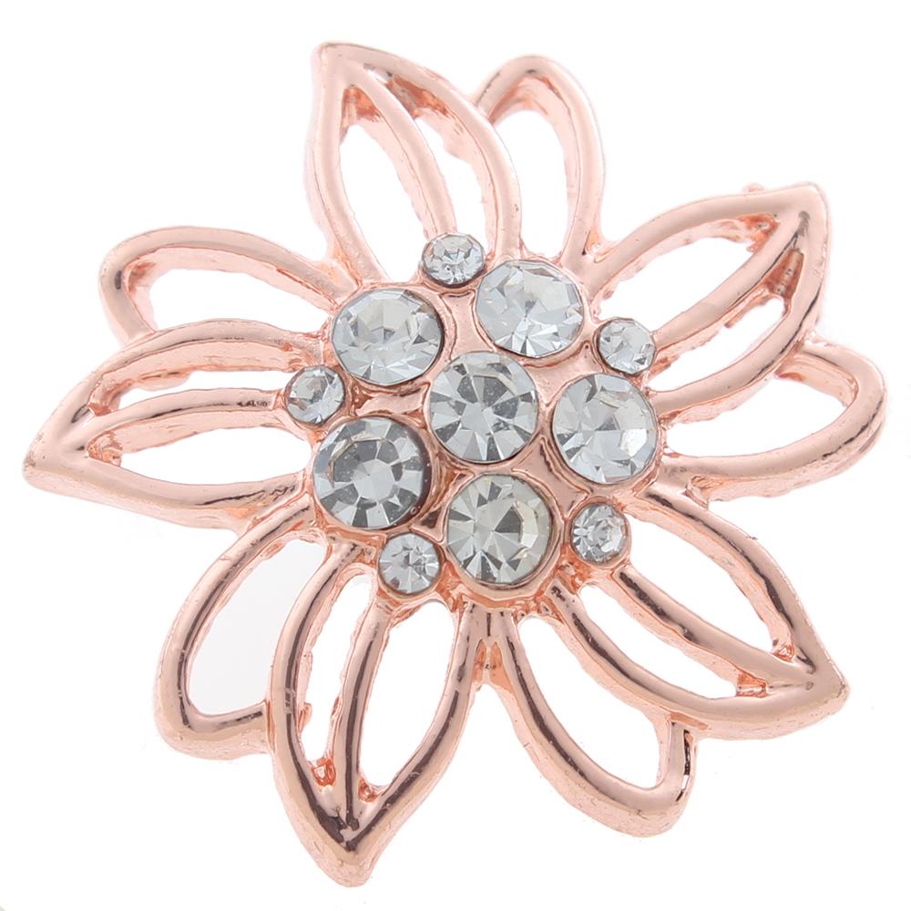 20mm snap Button plated Rose gold with rhinestone