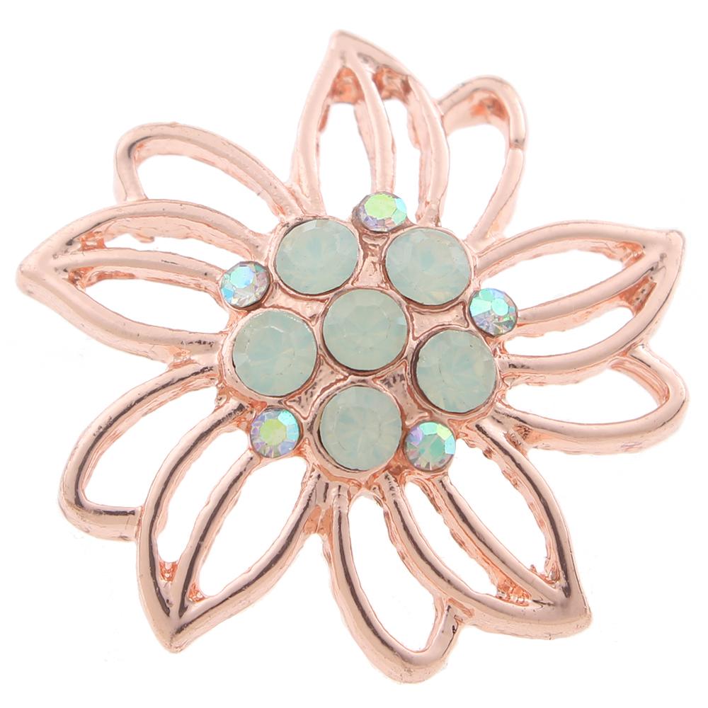 20mm snap Button plated Rose gold with rhinestone