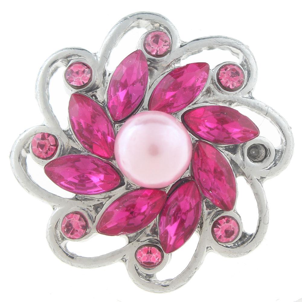 20mm snap Button plated sliver with rhinestone